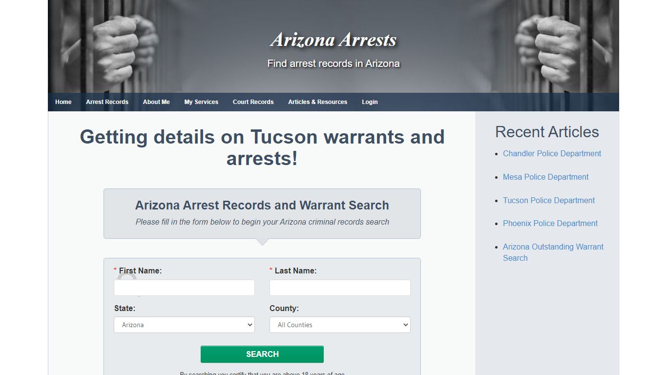 Tucson AZ Warrant Search and Arrest Records